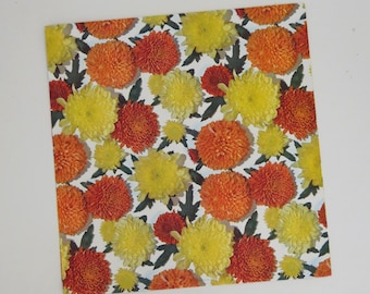 Vintage Hallmark All-Occasion BIRTHDAY Wrapping Paper - Gift Wrap - FLORAL - Colorful MUMS - 1960s