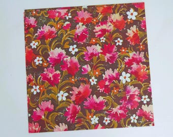 Vintage Rust Craft All-Occasion PINK Floral Gift Wrap - Wrapping Paper - 1960s