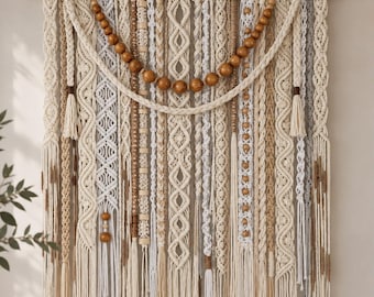 Large Macrame Wall Hanging, Neutral Macrame Wall Art, Fiber Art Wall Hanging, Woven Wall Decor, Boho Statement Wall Art