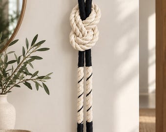 Handmade Cotton Rope Wall Hanging, Sculptural Knot, Coastal Decor