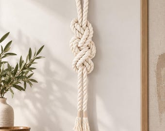 Rope Knot Wall Hanging, Macrame Wall Art, Sculptural Textile Wall Decor, Neutral Scandinavian Wall Hanging