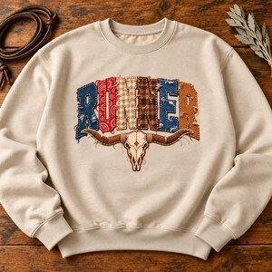Faux Patchwork Runner Sweatshirt, Quilted Western Running Shirt, Cowboy Runner Gift, Country Marathon Crewneck, Gift for Runners