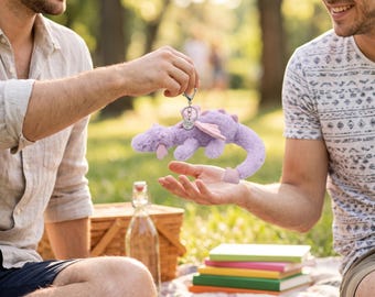 Jellycat Lavendel Draak Pluche Sleutelhanger 12 cm, Paarse Draak Tashanger, Verjaardagscadeau voor Kinderen, Cadeau voor Drakenliefhebbers