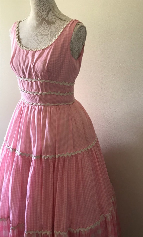 Sale! 1950's pink gingham dress