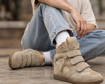 Hidden Wedge Sneakers | Platform High Top Shoes | Unisex Suede Ankle Boots | Height Increase Streetwear