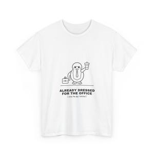 Lustiges Pinguin-T-Shirt, Geschenkidee fürs Büro, minimalistisches Linienkunst-T-Shirt, humorvolles Business-Casual-Shirt, Geschenk für Kollegen, Unisex-Baumwoll-T-Shirt