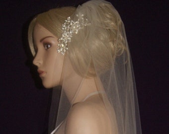 Rush Order Ships next business day!!!  Soft Light Pink Wedding Bridal Veil Sheer Waltz length 54 Inch Width Cut Raw Edge