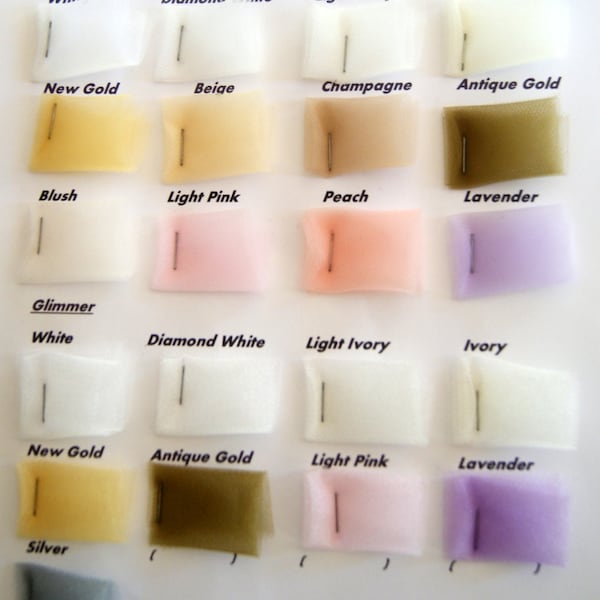 Wedding Veil Color Swatches Samples  Sample Pack Whites Ivories Diamond White Beige Pink Purple Black Red Burgundy Silver