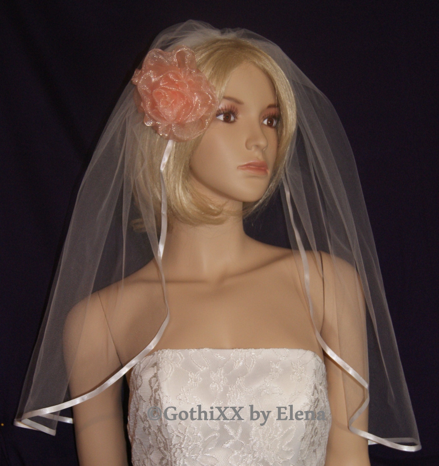 Wedding Bridal Veil Gothic Black Red Elbow Halloween Mourning Wide Satin Edge Wedding Bridal Veil Gothic Black Red Elbow Halloween Mourning Wide Satin Edge