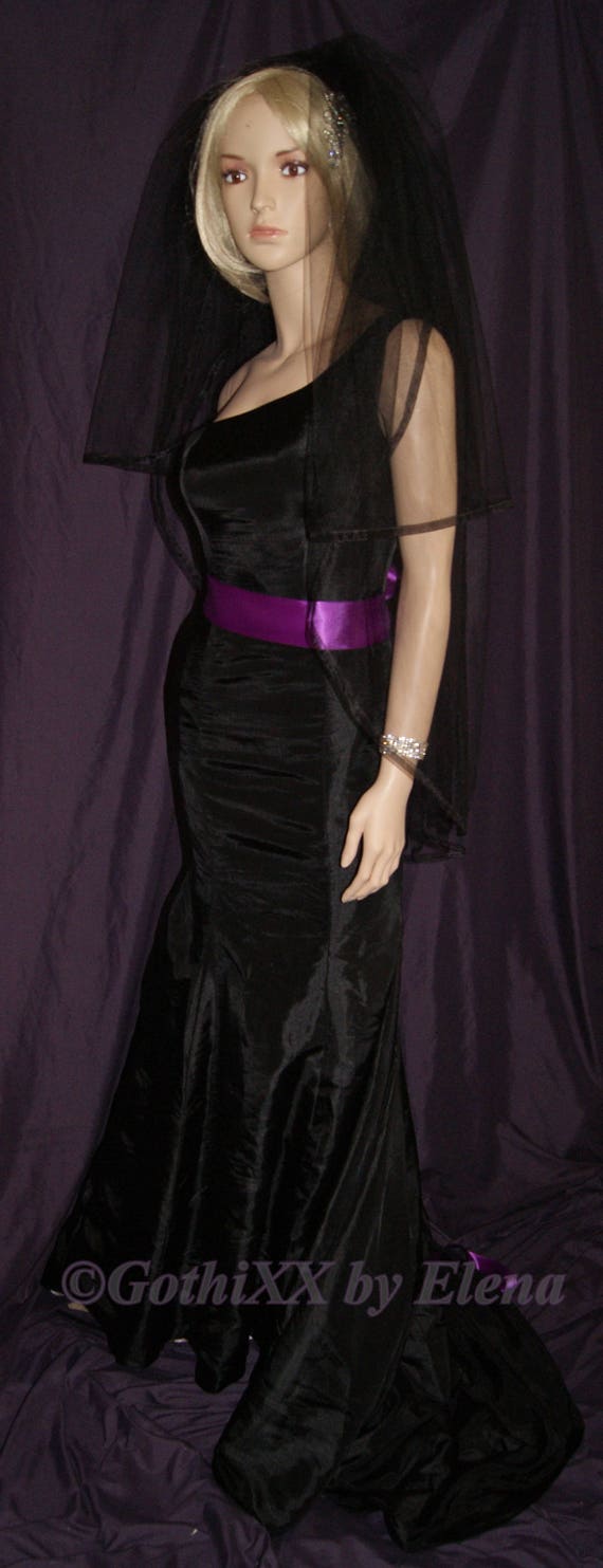 WEDDING VEIL BLACK FINGERTIP GOTHIC MOURNING 2 TIER 72WIDTH 24 40 LENGTH ORGANZA WEDDING VEIL BLACK FINGERTIP GOTHIC MOURNING 2 TIER 72WIDTH 24 40 LENGTH ORGANZA