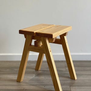 Handmade Pine Wood Stool – Minimalist Side Table, Plant Stand (Flat Pack)