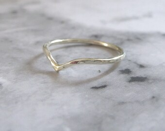 Handmade 9ct White Gold Wishbone Ring - Delicate Wedding Band