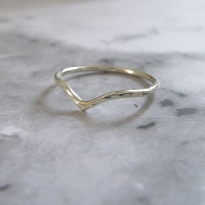 9ct White Gold Wedding Ring - Wishbone - 1.2mm - Slim Wishbone Ring - 9ct White Gold