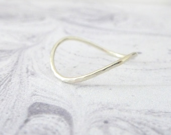 Solid 9ct White Gold Ring - Rocking Wishbone - 9ct White Gold - Skinny Wishbone Ring