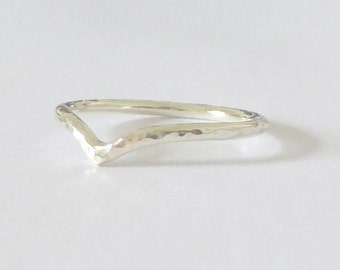 9ct White Gold Wishbone - Bespoke Shapes Available - Solid 9ct White Gold Ring - Wishbone Wedding Ring