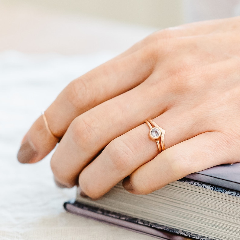 9ct Rose Gold Wishbone Ring - Solid 9ct Rose Gold - 1.5mm width - Bespoke Shapes Available