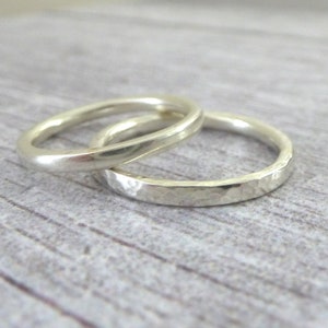 Hammered white gold wedding ring recycled white gold ring 2mm white gold wedding band image 4