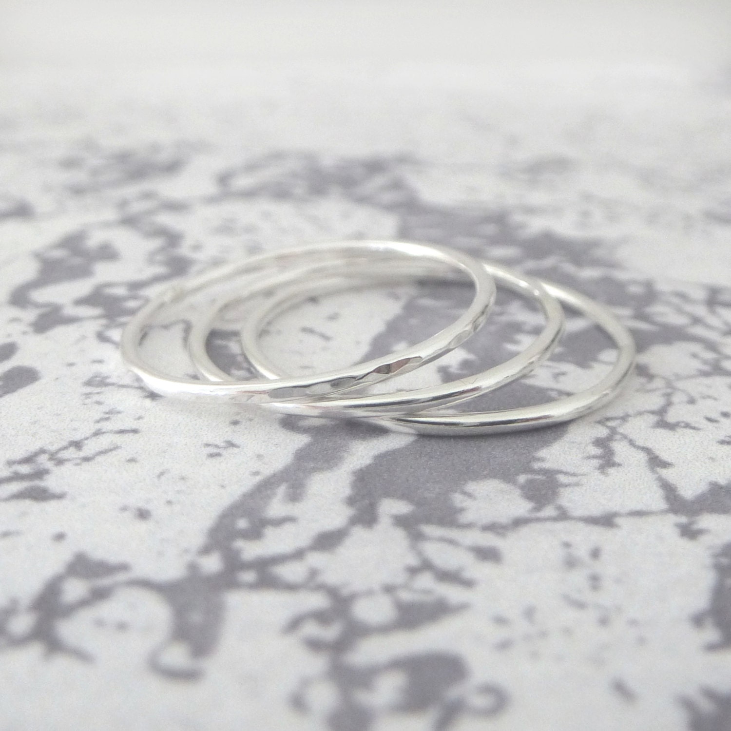 Thin Silver Rings Set of 3 Thin Silver Bands Thin Etsy