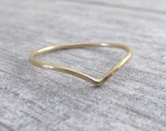 Solid Yellow Gold Wishbone Ring - Holly Wishbone - Skinny Wishbone Ring - Solid 9ct Yellow Gold