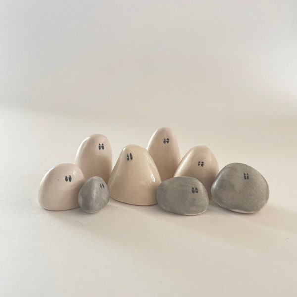 Pebble people, handmade ceramic terrarium decorations