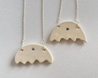 Ceramic ghost beastie necklace