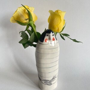 Lady vase with blue stripes image 7