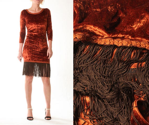 velvet fringe dress
