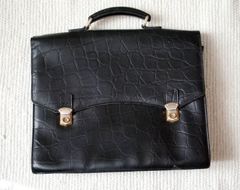 Vintage faux leather briefcase handbag