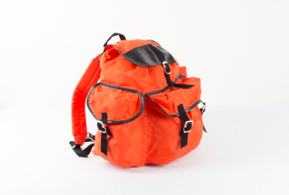 Reserved Neon Orange Backpack / Orange Black Backpack Rucksack Etsy