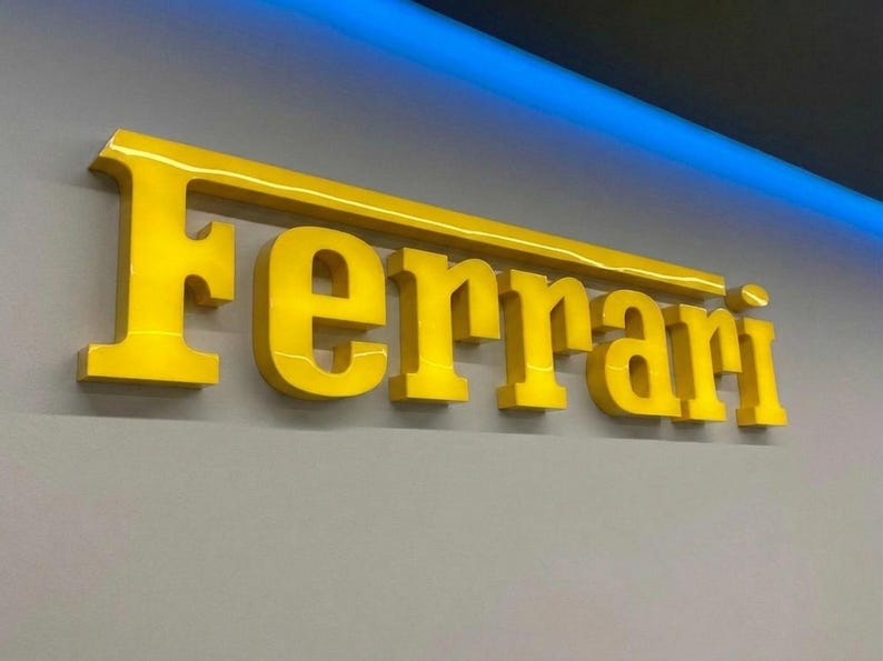 Ferrari Sign, LED Supercar Wall Decor, Luxury Garage Art, Sports Car ...