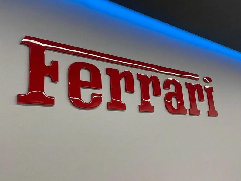 Ferrari Sign, LED Supercar Wall Decor, Luxury Garage Art, Sports Car ...