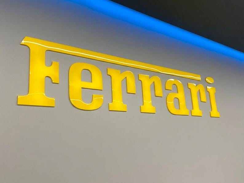 Ferrari Sign, LED Supercar Wall Decor, Luxury Garage Art, Sports Car ...