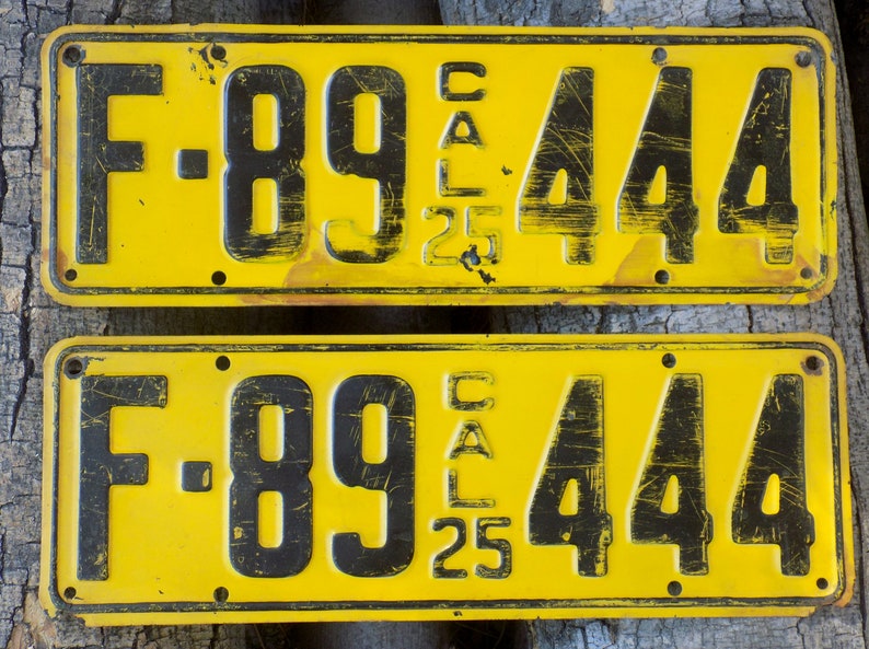Old License Plates Rare 1925 Official California Yellow And Etsy