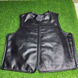 Real Python Leather Vest Men | Genuine Snakeskin Biker Vest | Black Exotic Leather Waistcoat | Custom Biker Armor Gift For Him
