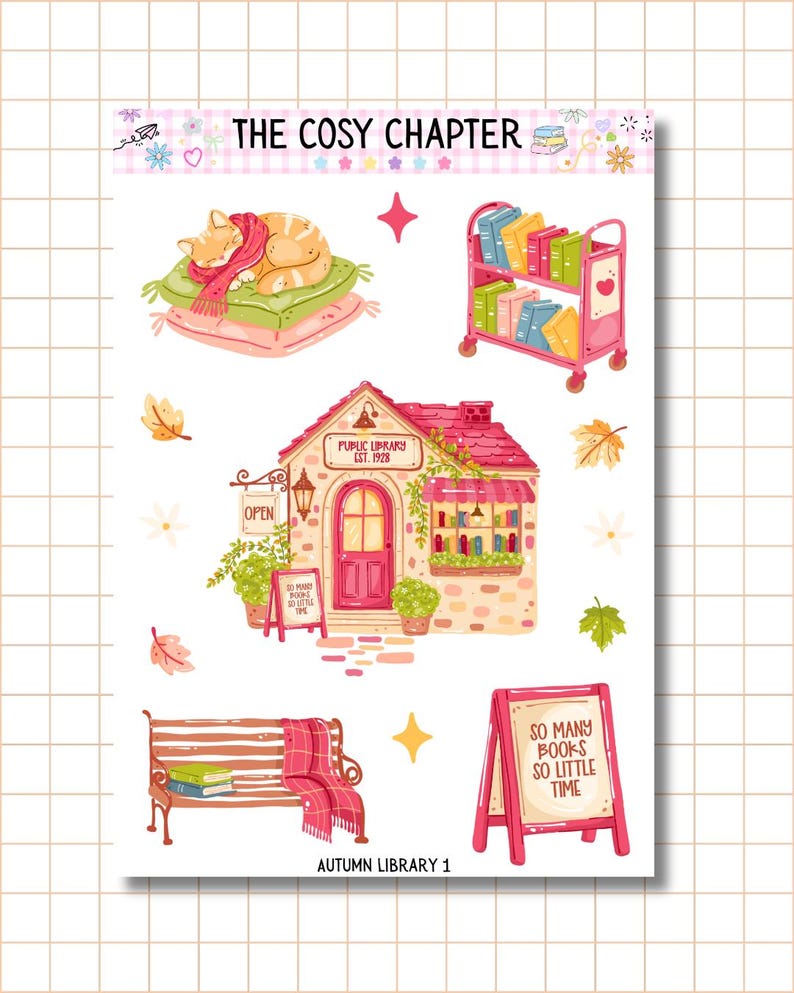 Autumn Library Sticker Sheets - Etsy