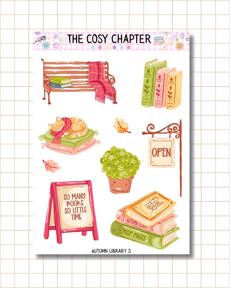 Autumn Library Sticker Sheets - Etsy