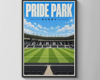 Plakat przedstawiający stadion Pride Park Derby County FC, prezent na ścianę.