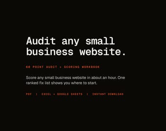 Website Audit Checklist PDF + Scoring Spreadsheet | 60-Point SEO, UX and Conversion Review for Client Sites | Web Designer Template