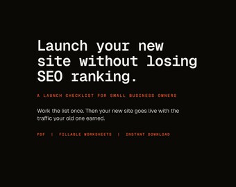 Website Launch SEO Checklist PDF | Fillable Redirect Map and Site Migration Plan for Small Business Owners | 65 Checks, 5 Worksheets