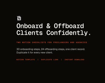 Client Onboarding and Offboarding Checklist Notion Template | 54-Step Client Process for Freelancers and Small Agencies | Web Designer Tool