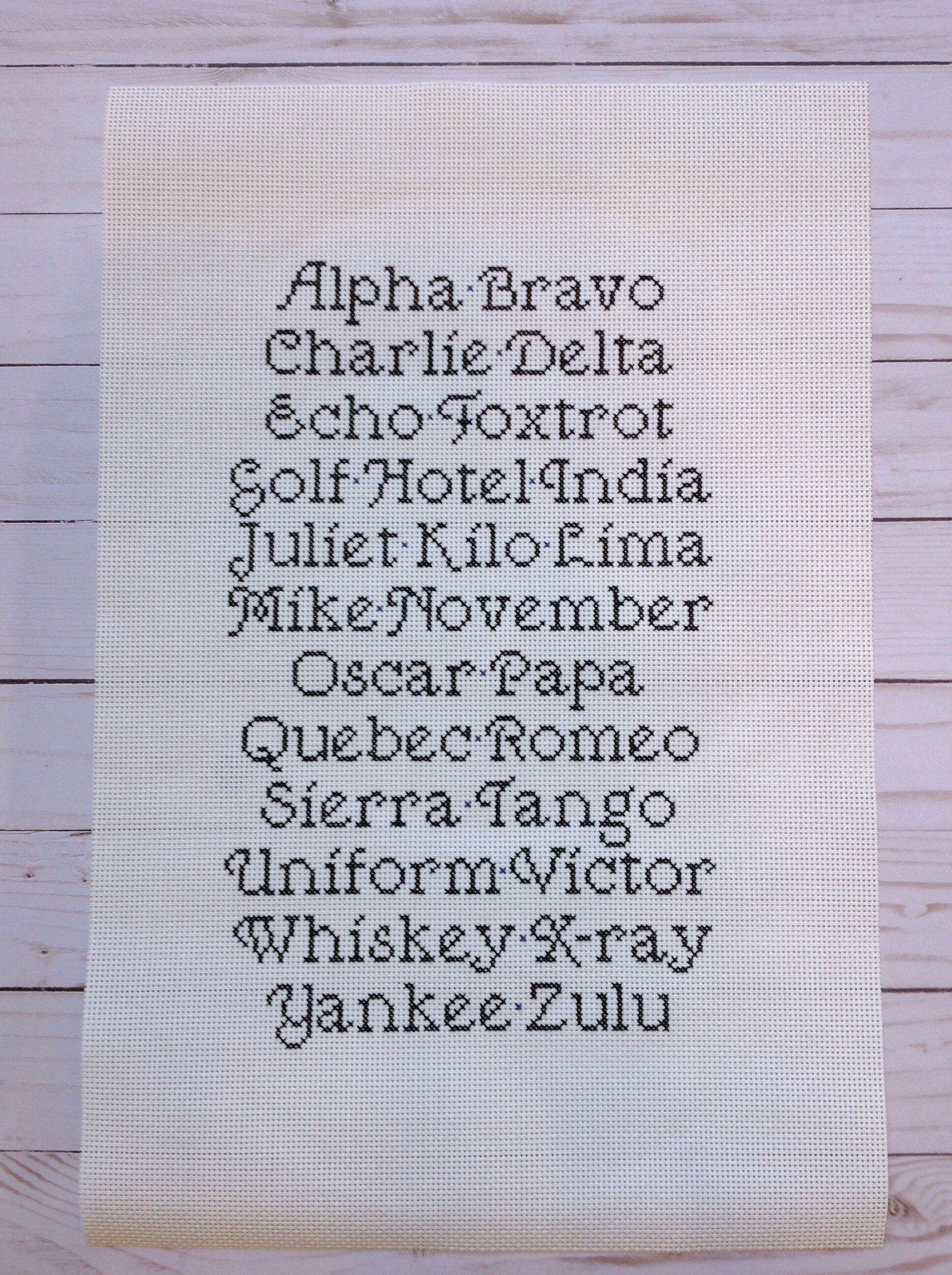 large phonetic alphabet cross stitch pattern military etsy
