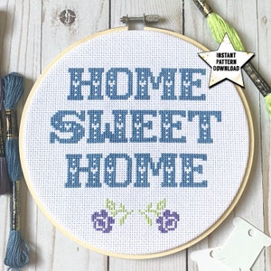 Home Sweet Home Counted Cross Stitch Pattern | DIY Home Decor | Housewarming Gift | Instant Download | Digital DMC Color Chart PDF