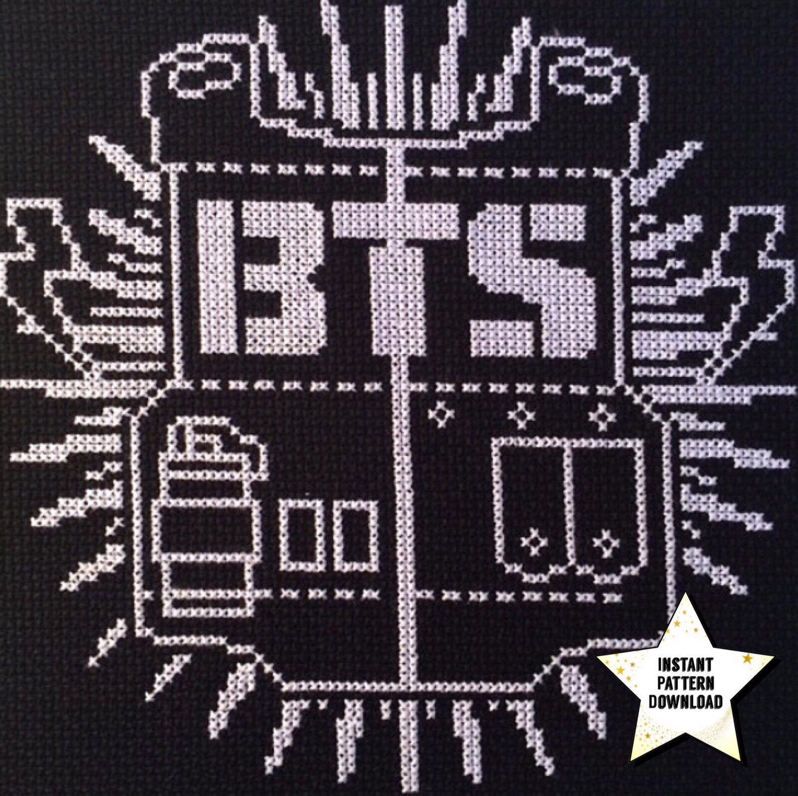 BTS Logo Cross Stitch Pattern: Kpop Boy Band Embroidery (digital