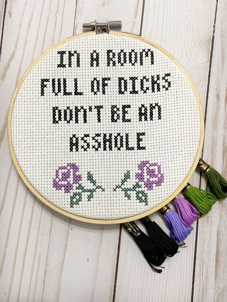 Don/'t Be An Asshole Cross Stitch Pattern DIY Xstitch Craft Instant Digital Download In A Room Full Of Dicks Mature Modern Embroidery
