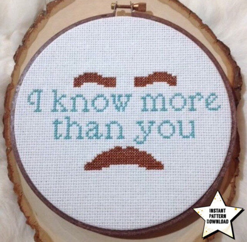I Know More Than You Cross Stitch Pattern Ron Swanson Quote Etsy