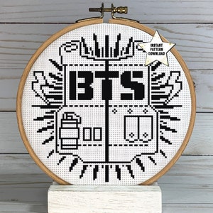 BTS Kpop Boy Band Logo Cross Stitch Pattern | Bangtan Boys | Modern Embroidery Instant Digital Download | Xstitch PDF