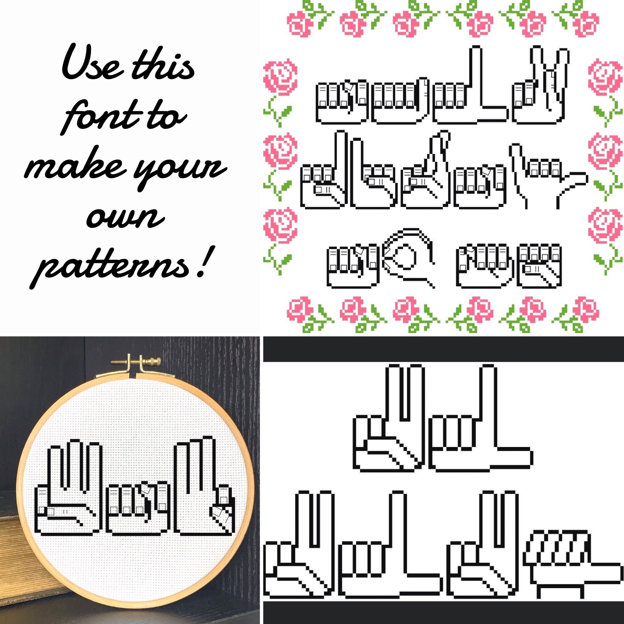 ASL Alphabet Cross Stitch Font Pattern (digital Download) - Etsy