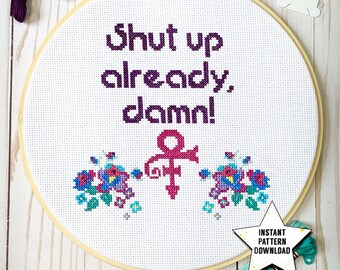 Shut Up Cross Stitch Etsy