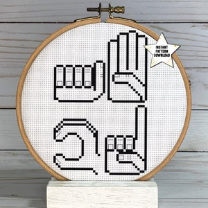 American Sign Language Alphabet Font Cross Stitch Pattern | ASL Letters | Instant Digital Download | Create Your Own Pattern