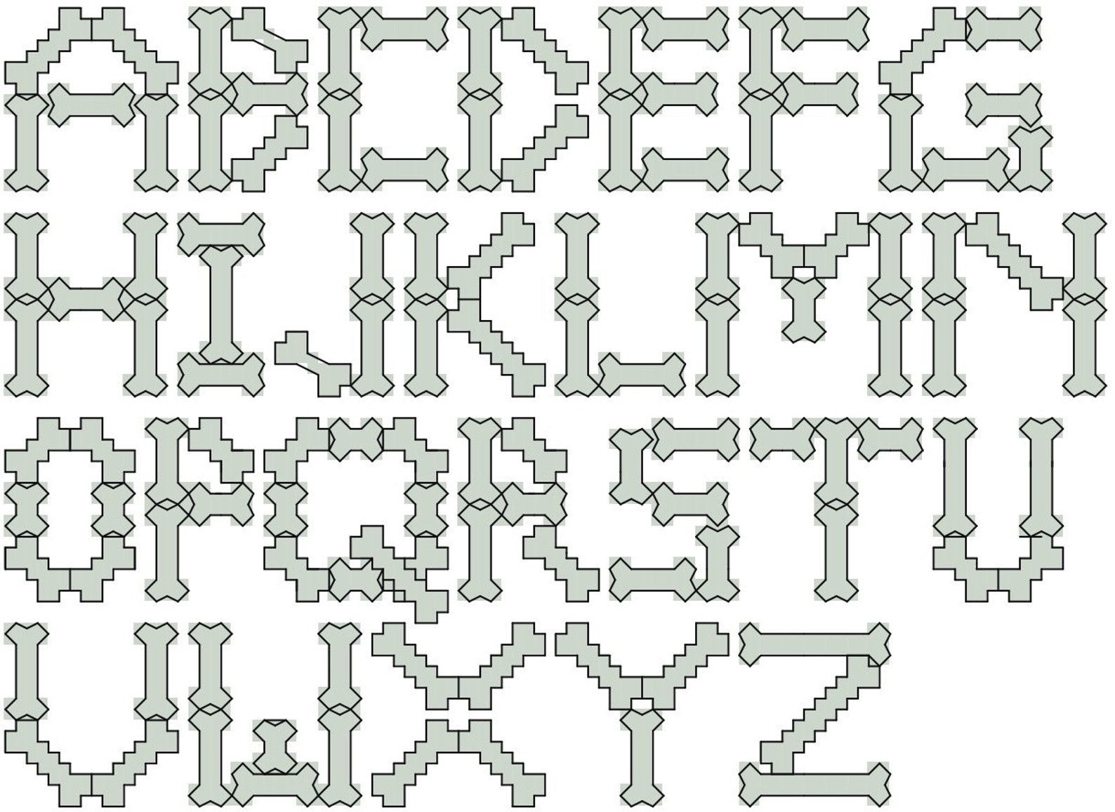 Bone Alphabet Cross Stitch & Backstitch Pattern Bone Letters Etsy